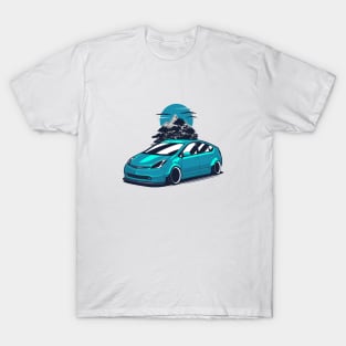 Blue Prius Widebody JDM Mountains T-Shirt